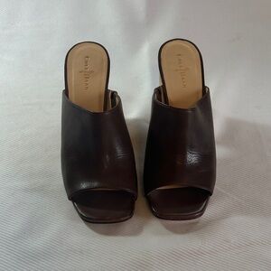 Cole Haan Dark Brown Leather Open-Toe Mule Slides